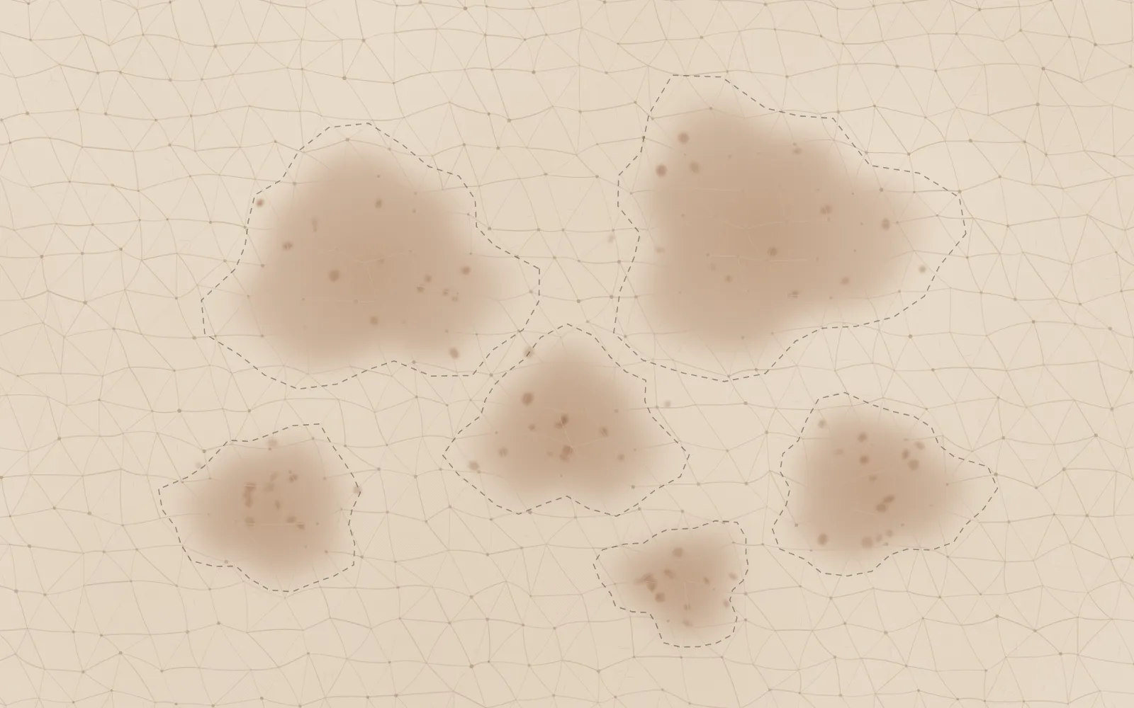 Illustration: an even skin texture with several soft brown patches of pigmentation.